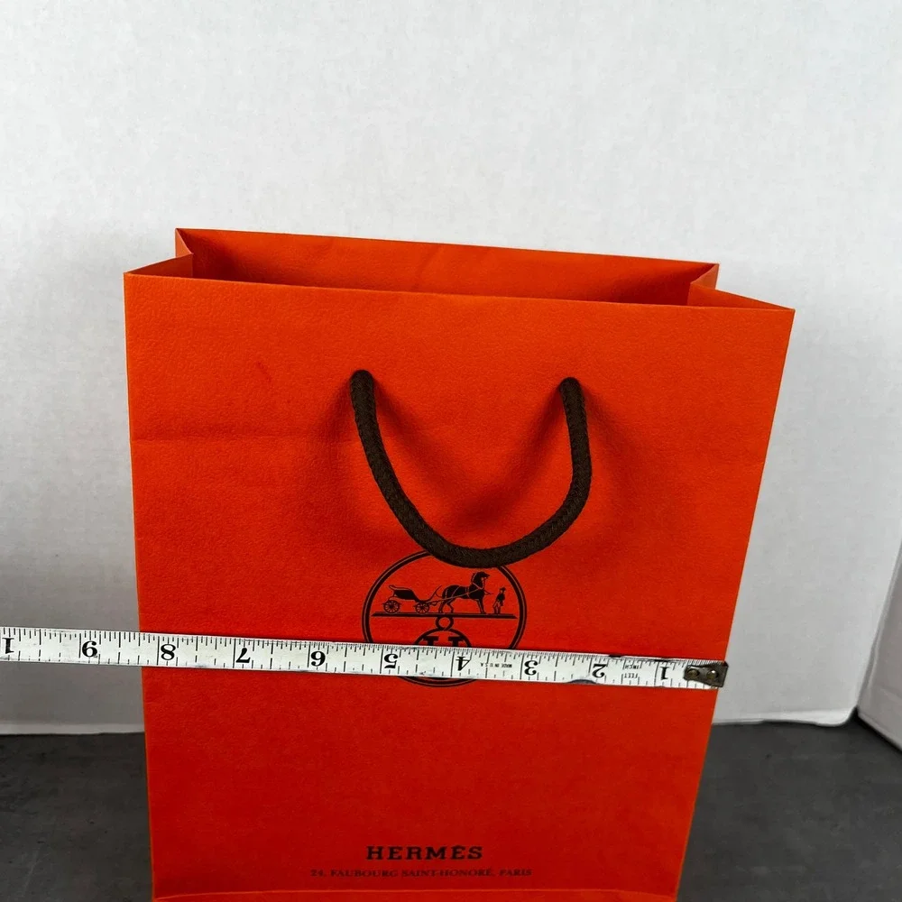 Hermes Paris Orange Paper Shopping Bag Small Medium Boutique Gift Bag 11.25x8.25